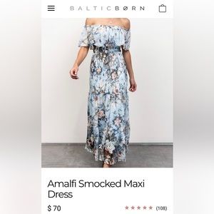 Baltic Born Amalfi Smocked Maxi Dress | Blue Floral - 2XL